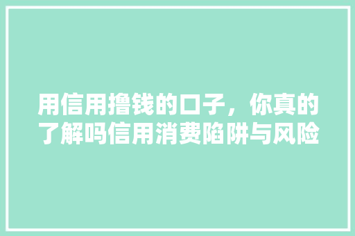 用信用撸钱的口子，你真的了解吗信用消费陷阱与风险