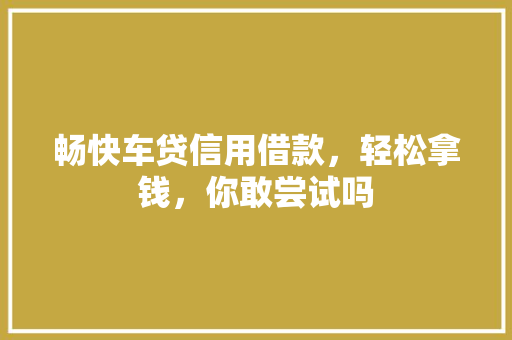 畅快车贷信用借款，轻松拿钱，你敢尝试吗  第1张