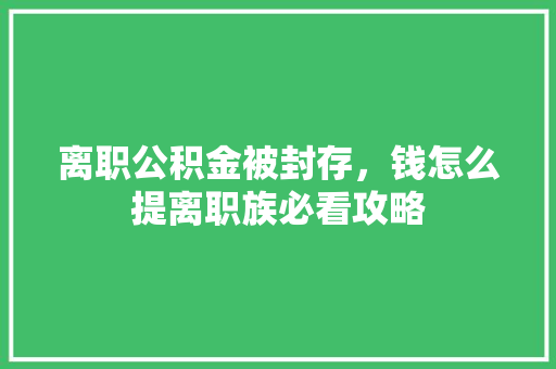 离职公积金被封存，钱怎么提离职族必看攻略