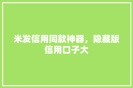 米发信用同款神器，隐藏版信用口子大