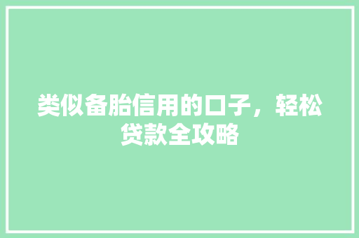 类似备胎信用的口子，轻松贷款全攻略