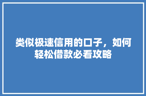 类似极速信用的口子，如何轻松借款必看攻略