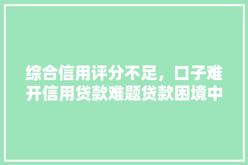 综合信用评分不足，口子难开信用贷款难题贷款困境中的痛点与应对步骤
