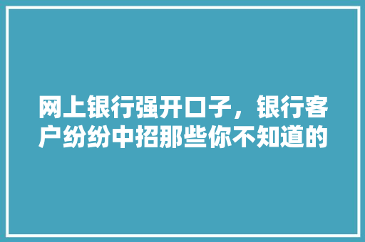 网上银行强开口子，银行客户纷纷中招那些你不知道的风险