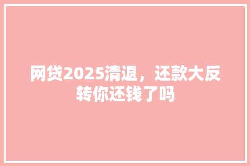 网贷2025清退，还款大反转你还钱了吗