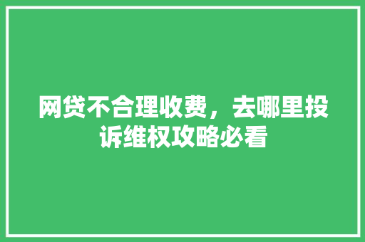 网贷不合理收费，去哪里投诉维权攻略必看