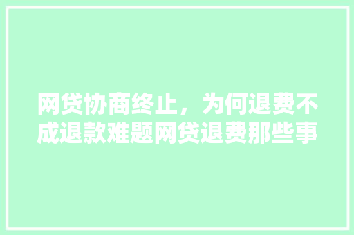 网贷协商终止，为何退费不成退款难题网贷退费那些事儿