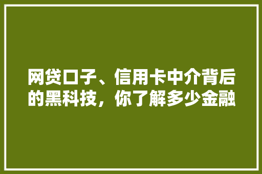 网贷口子、信用卡中介背后的黑科技，你了解多少金融科技的暗面