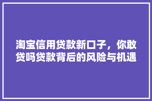 淘宝信用贷款新口子，你敢贷吗贷款背后的风险与机遇