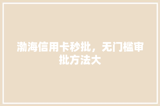 渤海信用卡秒批，无门槛审批方法大