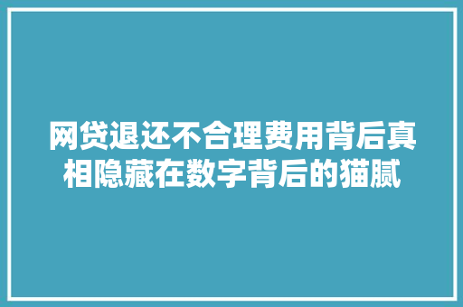 网贷退还不合理费用背后真相隐藏在数字背后的猫腻