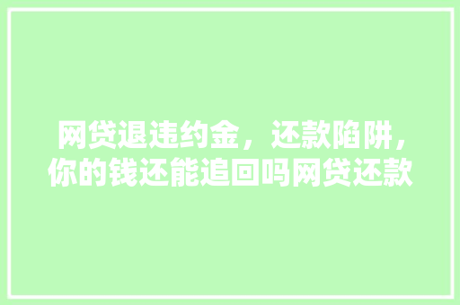 网贷退违约金，还款陷阱，你的钱还能追回吗网贷还款那些事儿