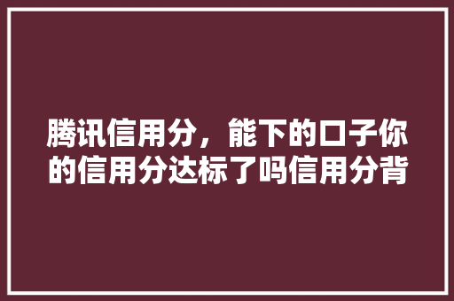 腾讯信用分，能下的口子你的信用分达标了吗信用分背后的秘密