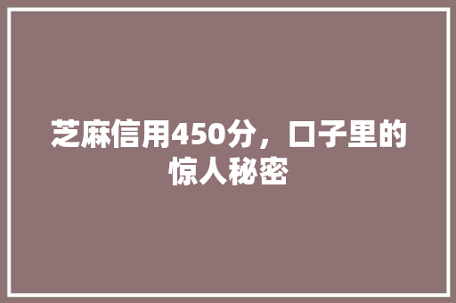 芝麻信用450分，口子里的惊人秘密