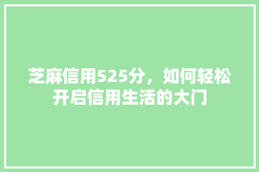 芝麻信用525分，如何轻松开启信用生活的大门