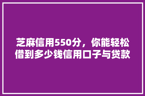 芝麻信用550分，你能轻松借到多少钱信用口子与贷款额度