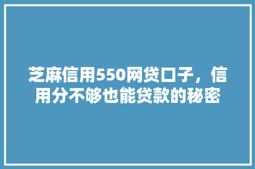 芝麻信用550网贷口子，信用分不够也能贷款的秘密