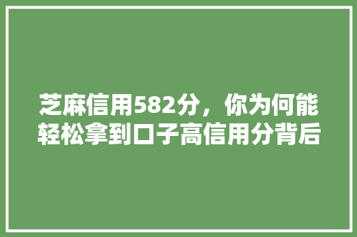 芝麻信用582分，你为何能轻松拿到口子高信用分背后的秘密