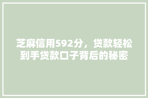 芝麻信用592分，贷款轻松到手贷款口子背后的秘密