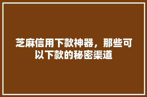 芝麻信用下款神器，那些可以下款的秘密渠道