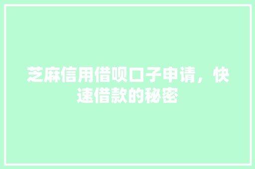 芝麻信用借呗口子申请，快速借款的秘密  第1张