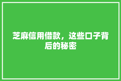 芝麻信用借款，这些口子背后的秘密