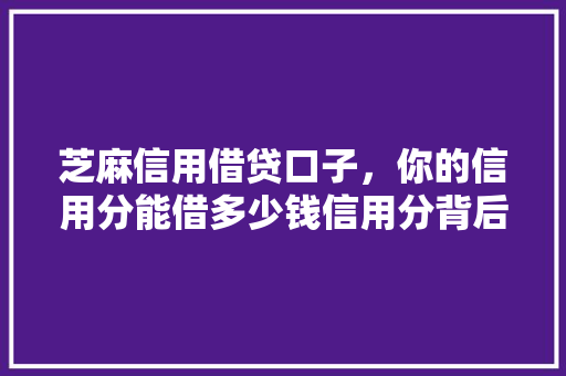 芝麻信用借贷口子，你的信用分能借多少钱信用分背后的秘密  第1张