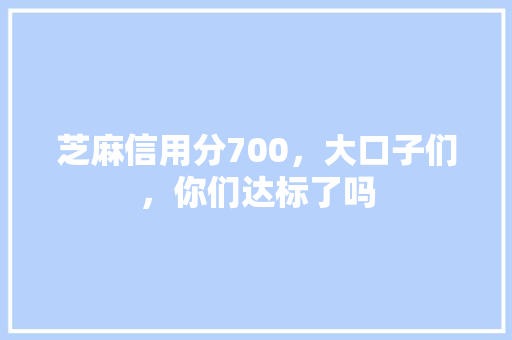 芝麻信用分700，大口子们，你们达标了吗