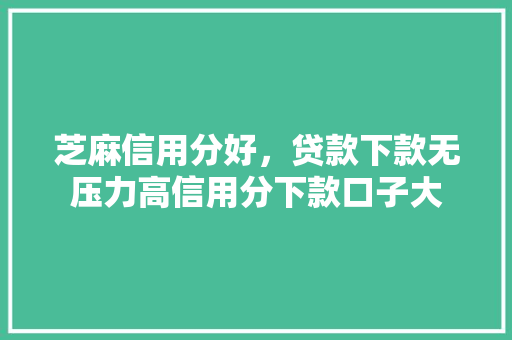 芝麻信用分好，贷款下款无压力高信用分下款口子大