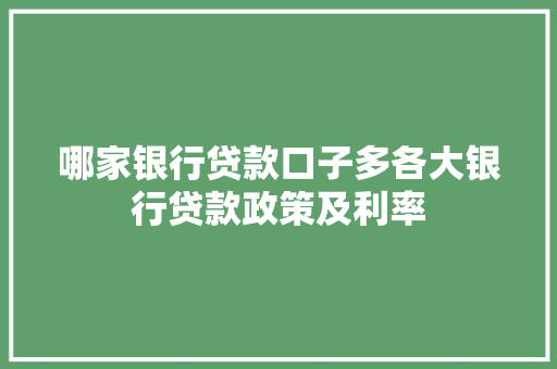 哪家银行贷款口子多各大银行贷款政策及利率