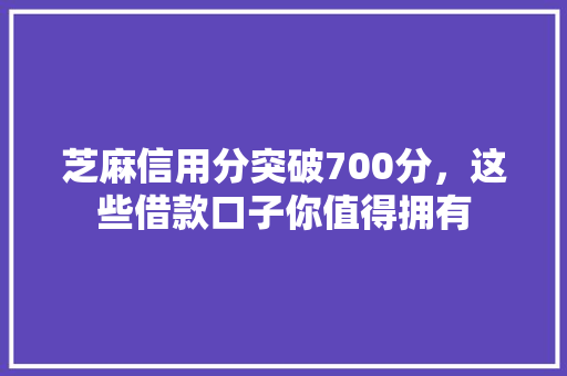 芝麻信用分突破700分，这些借款口子你值得拥有