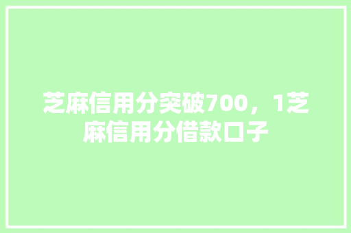 芝麻信用分突破700，1芝麻信用分借款口子