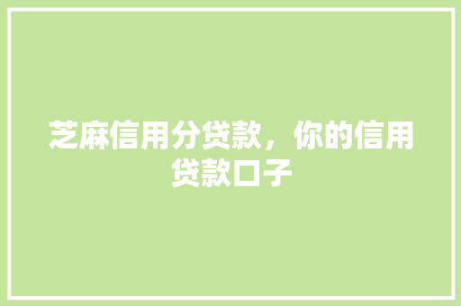 芝麻信用分贷款，你的信用贷款口子