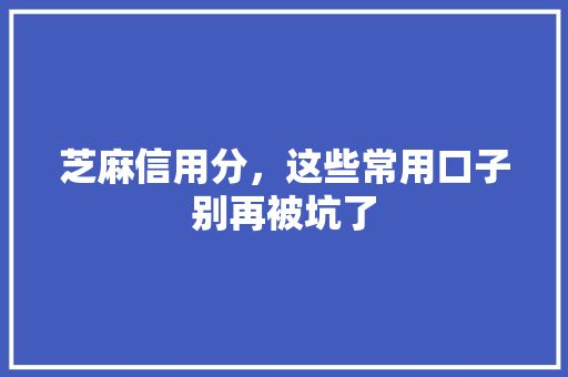 芝麻信用分，这些常用口子别再被坑了