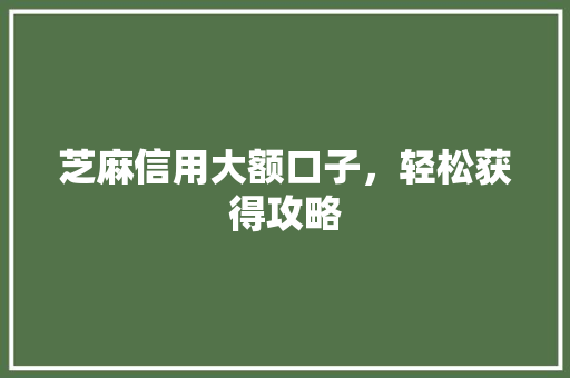 芝麻信用大额口子，轻松获得攻略