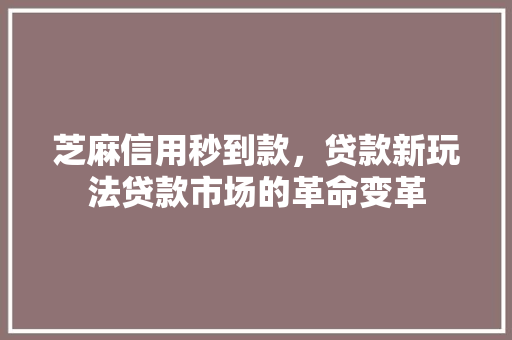 芝麻信用秒到款，贷款新玩法贷款市场的革命变革