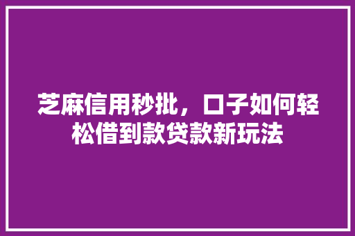 芝麻信用秒批，口子如何轻松借到款贷款新玩法