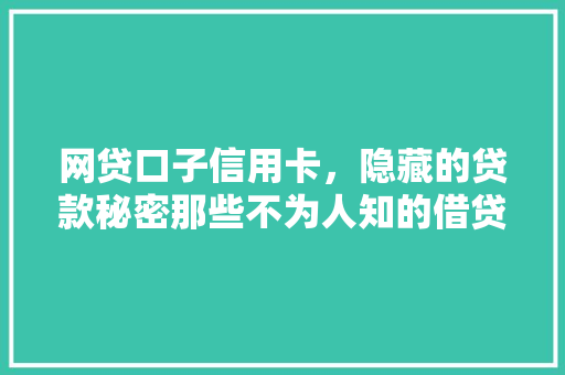 网贷口子信用卡，隐藏的贷款秘密那些不为人知的借贷陷阱