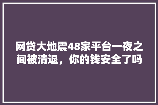 网贷大地震48家平台一夜之间被清退，你的钱安全了吗