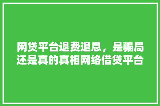 网贷平台退费退息，是骗局还是真的真相网络借贷平台的退费退息之谜