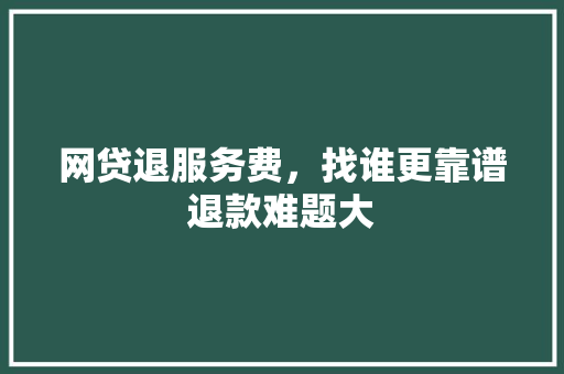 网贷退服务费，找谁更靠谱退款难题大