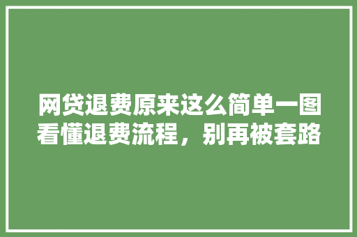 网贷退费原来这么简单一图看懂退费流程，别再被套路了