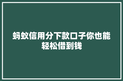 蚂蚁信用分下款口子你也能轻松借到钱