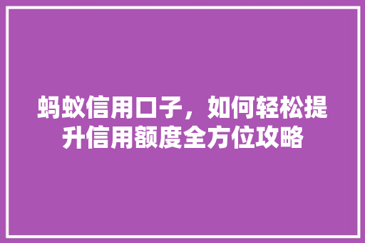 蚂蚁信用口子，如何轻松提升信用额度全方位攻略