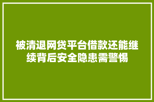 被清退网贷平台借款还能继续背后安全隐患需警惕