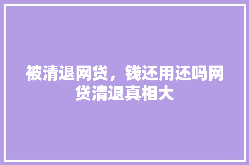 被清退网贷，钱还用还吗网贷清退真相大