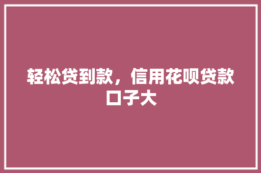 轻松贷到款，信用花呗贷款口子大