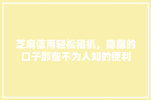 芝麻信用轻松租机，隐藏的口子那些不为人知的便利