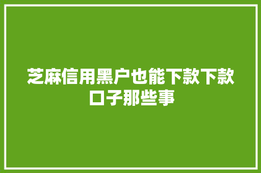 芝麻信用黑户也能下款下款口子那些事