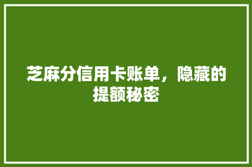 芝麻分信用卡账单，隐藏的提额秘密